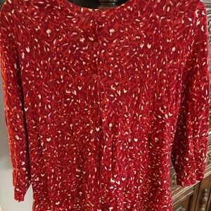 Brand New Garnet Hill XL Red Merino Wool Cardigan Sweater